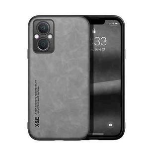 For OPPO A96 5G Skin Feel Magnetic Leather Back Phone Case(Light Grey)