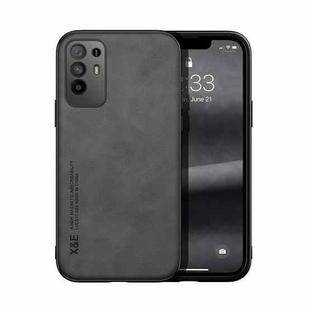 For OPPO A95 5G Skin Feel Magnetic Leather Back Phone Case(Dark Grey)