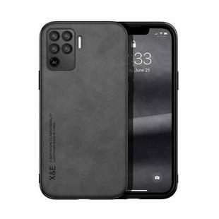 For OPPO A94 4G Skin Feel Magnetic Leather Back Phone Case(Dark Grey)