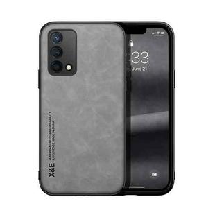 For OPPO A74 4G Skin Feel Magnetic Leather Back Phone Case(Light Grey)