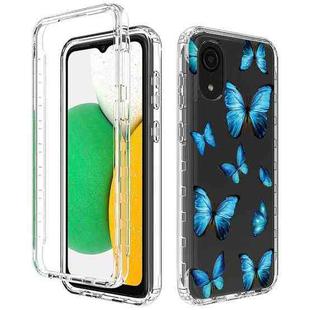 For Samsung Galaxy A03 Core PC+TPU Transparent Painted Phone Case(Blue Butterflies)