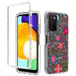For Samsung Galaxy A03s 165.8mm PC+TPU Transparent Painted Phone Case(Small Floral)