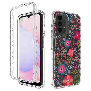 For Samsung Galaxy A13 4G PC+TPU Transparent Painted Phone Case(Small Floral)