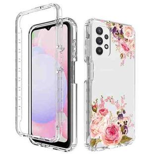 For Samsung Galaxy A13 4G PC+TPU Transparent Painted Phone Case(Pink Rose)