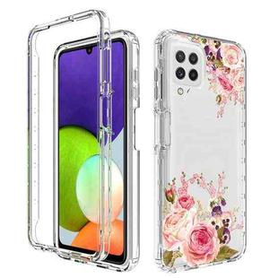 For Samsung Galaxy A22 4G PC+TPU Transparent Painted Phone Case(Pink Rose)