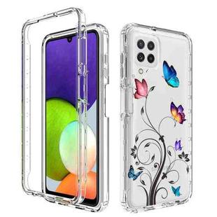 For Samsung Galaxy A22 4G PC+TPU Transparent Painted Phone Case(Tree Butterflies)