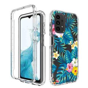 For Samsung Galaxy A23 4G PC+TPU Transparent Painted Phone Case(Banana Leaf)