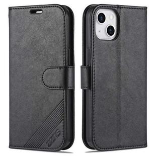 For iPhone 14 Plus AZNS Sheepskin Texture Horizontal Flip Leather Case (Black)