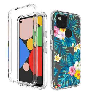 For Google Pixel 4a PC+TPU Transparent Painted Phone Case(Banana Leaf)