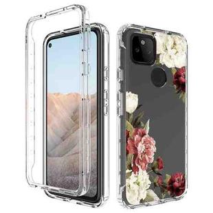 For Google Pixel 5a 5G PC+TPU Transparent Painted Phone Case(Rose)