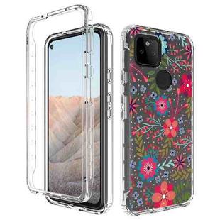 For Google Pixel 5a 5G PC+TPU Transparent Painted Phone Case(Small Floral)