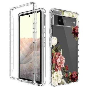For Google Pixel 6 PC+TPU Transparent Painted Phone Case(Rose)