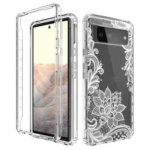 For Google Pixel 6 PC+TPU Transparent Painted Phone Case(White Flower)