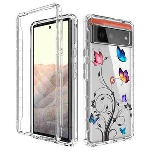 For Google Pixel 6 PC+TPU Transparent Painted Phone Case(Tree Butterflies)