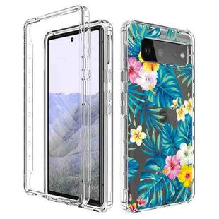 For Google Pixel 6 Pro PC+TPU Transparent Painted Phone Case(Banana Leaf)