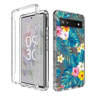 For Google Pixel 6a PC+TPU Transparent Painted Phone Case(Banana Leaf)