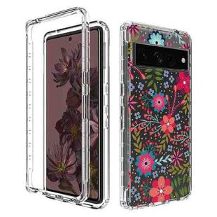 For Google Pixel 7 Pro PC+TPU Transparent Painted Phone Case(Small Floral)