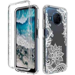 For Nokia X100 PC+TPU Transparent Painted Phone Case(White Flower)
