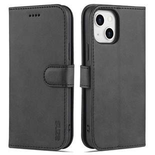 For iPhone 14 Plus AZNS Skin Feel Calf Texture Horizontal Flip Leather Case (Black)