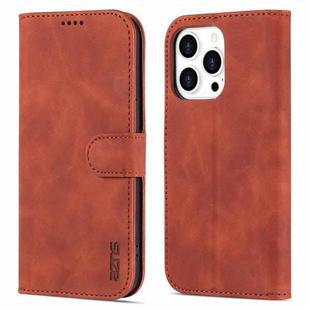 For iPhone 14 Pro AZNS Skin Feel Calf Texture Horizontal Flip Leather Case(Brown)