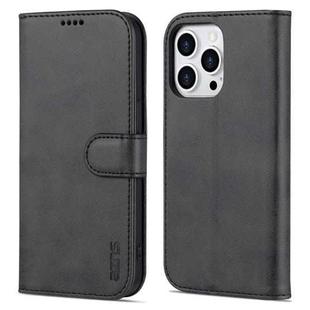 For iPhone 14 Pro Max AZNS Skin Feel Calf Texture Horizontal Flip Leather Case (Black)