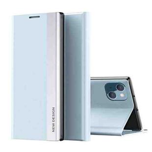 For iPhone 14 Side Electroplated Magnetic Leather Phone Case (Light Blue)
