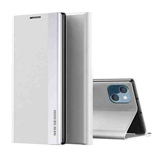 For iPhone 14 Side Electroplated Magnetic Leather Phone Case (Silver)