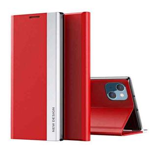 For iPhone 14 Plus Side Electroplated Magnetic Leather Phone Case (Red)