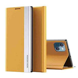 For iPhone 14 Plus Side Electroplated Magnetic Leather Phone Case (Yellow)