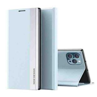 For iPhone 14 Pro Max Side Electroplated Magnetic Leather Phone Case (Light Blue)