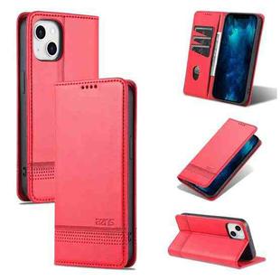 For iPhone 14 AZNS Magnetic Calf Texture Flip Leather Phone Case (Red)