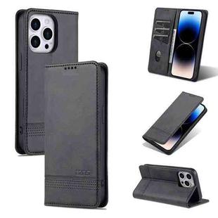 For iPhone 14 Pro AZNS Magnetic Calf Texture Flip Leather Phone Case(Black)