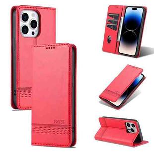 For iPhone 14 Pro AZNS Magnetic Calf Texture Flip Leather Phone Case(Red)