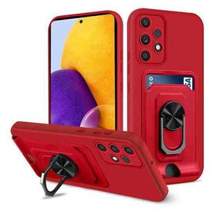 For Samsung Galaxy A72 5G / 4G Ring Kickstand Card Wallet TPU Phone Case(Red)