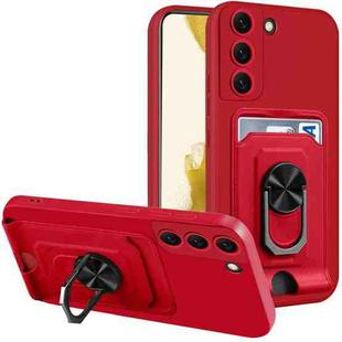 For Samsung Galaxy S22+ 5G Ring Kickstand Card Wallet TPU Phone Case(Red)