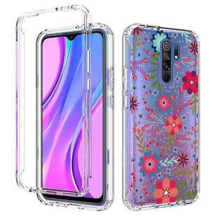 For Xiaomi Redmi 9 PC+TPU Transparent Painted Phone Case(Small Floral)