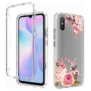 For Xiaomi Redmi 9A PC+TPU Transparent Painted Phone Case(Pink Rose)