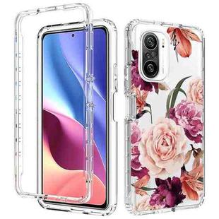 For Xiaomi Redmi K40 PC+TPU Transparent Painted Phone Case(Purple Floral)