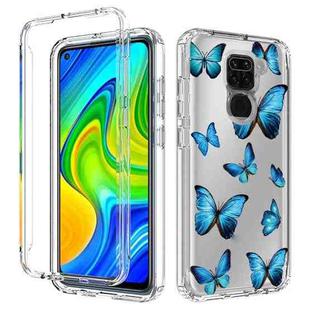 For Xiaomi Redmi Note 9 PC+TPU Transparent Painted Phone Case(Blue Butterflies)