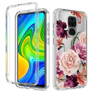 For Xiaomi Redmi Note 9 PC+TPU Transparent Painted Phone Case(Purple Floral)