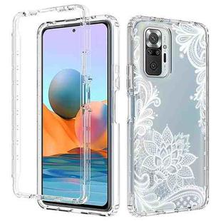 For Xiaomi Redmi Note 10 Pro PC+TPU Transparent Painted Phone Case(White Flower)