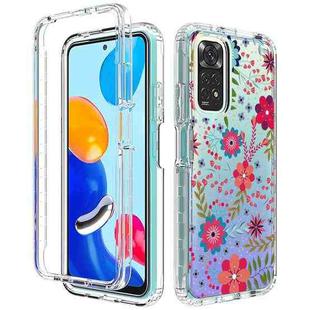 For Xiaomi Redmi Note 11 PC+TPU Transparent Painted Phone Case(Small Floral)