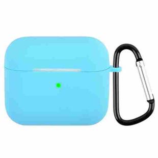 Wireless Earphone Silicone Protective Case with Carabiner For AirPods 3(Sky Blue)