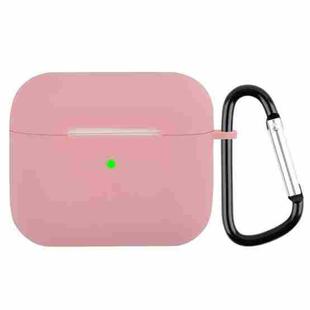 Wireless Earphone Silicone Protective Case with Carabiner For AirPods 3(Thin Persimmon)