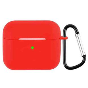 Wireless Earphone Silicone Protective Case with Carabiner For AirPods 3(Red)