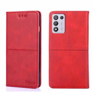 For OPPO K9s/Realme Q3s Cow Texture Magnetic Horizontal Flip Leather Phone Case(Red)