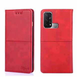 For OPPO Reno5 A Cow Texture Magnetic Horizontal Flip Leather Phone Case(Red)