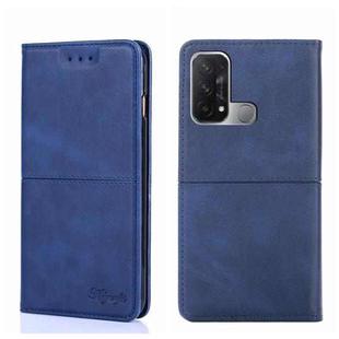 For OPPO Reno5 A Cow Texture Magnetic Horizontal Flip Leather Phone Case(Blue)