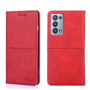 For OPPO Reno6 Pro+ Cow Texture Magnetic Horizontal Flip Leather Phone Case(Red)
