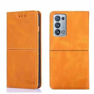 For OPPO Reno6 Pro+ Cow Texture Magnetic Horizontal Flip Leather Phone Case(Light Brown)